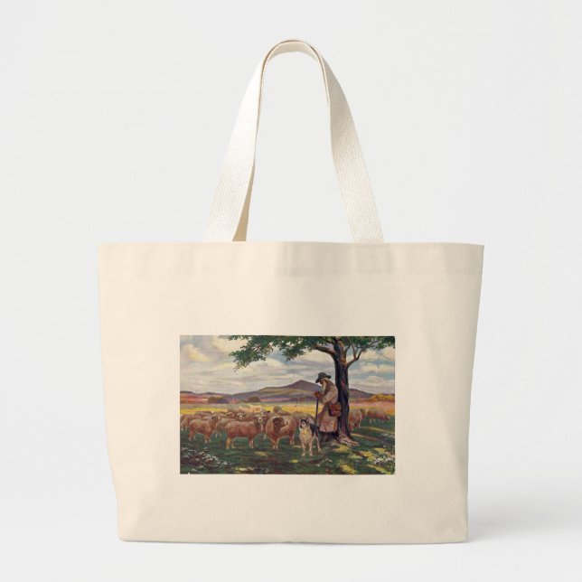 Tending the Sheep Large Tote Bag (Front)