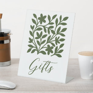 Tendril Garden Green Vine Floral Leaves Table Sign