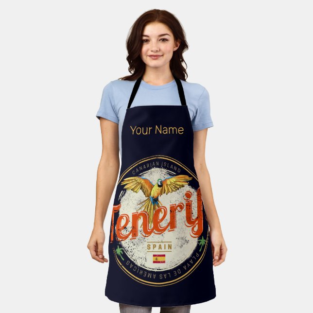 Tenerife and Parrot Canary Islands Spain Vintage Apron (Worn)