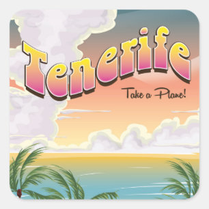 Tenerife beach classic Holiday poster Square Sticker