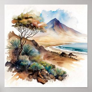 Tenerife Canary Islands Beach Watercolor Poster