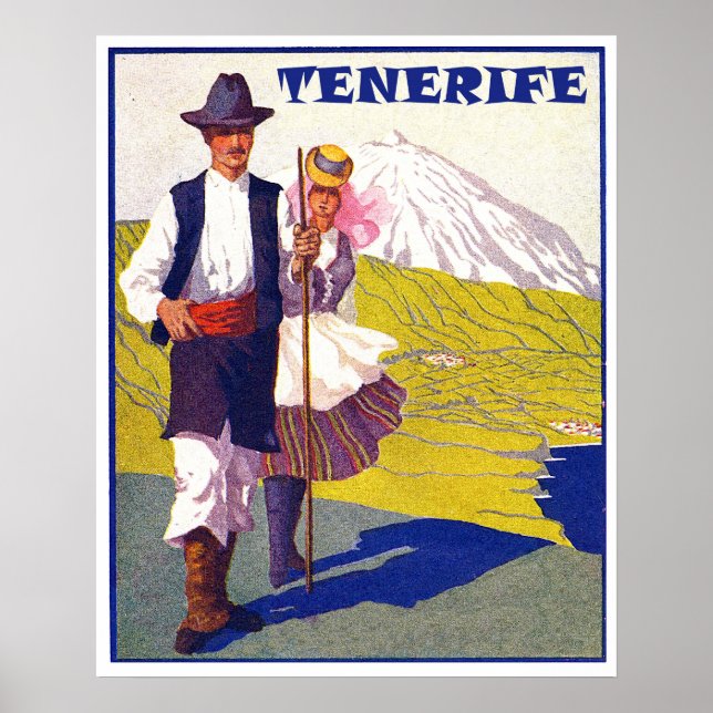 Tenerife, couple of villagers, Spain, vintage Poster (Front)
