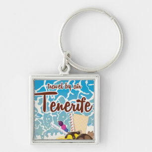 Tenerife ice cream cartoon travel poster. key ring