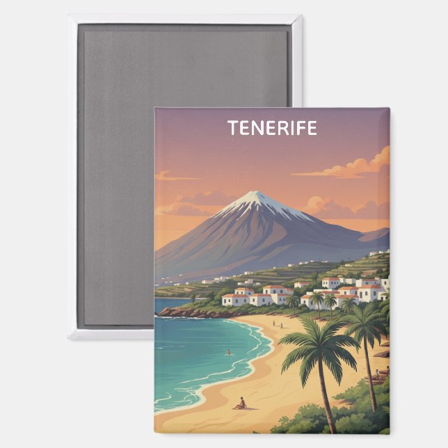 Tenerife Mount Teide Canary Island Vintage Travel Magnet (Front/Back)