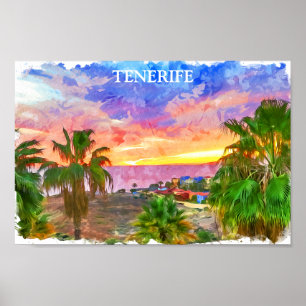 Tenerife Spain Canary Island vintage travel Poster