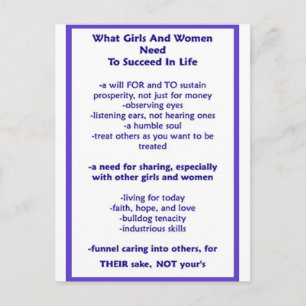 Tenets For Girls And Women To Succeed postcard