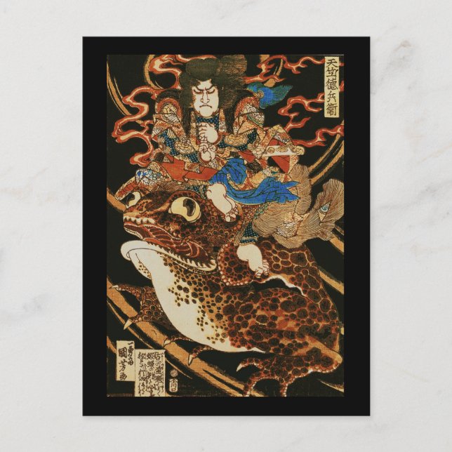 Tenjiku Tokubei Riding Giant Toad Kuniyoshi Fine Postcard (Front)
