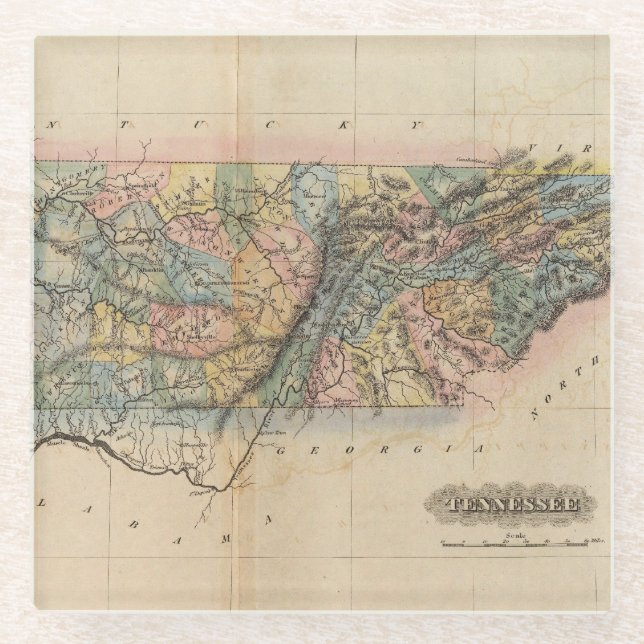 Tennessee 5 glass coaster (Front)