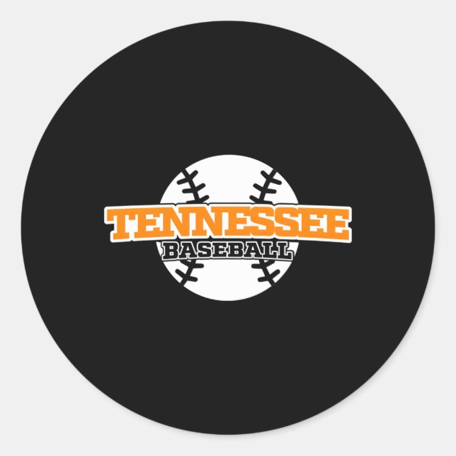 Tennessee Baseball Block Font Classic Round Sticker (Front)
