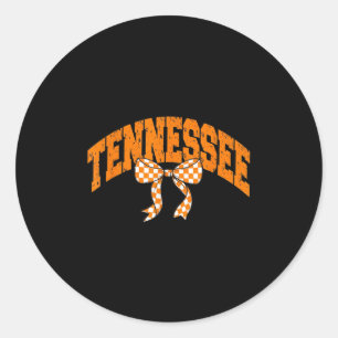 Tennessee Coquette Chequered Bow Women Girls Kids Classic Round Sticker