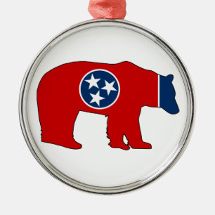 Tennessee Flag Bear Metal Ornament