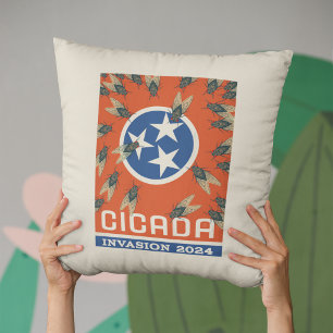 Tennessee Flag Cicada Invasion Cushion