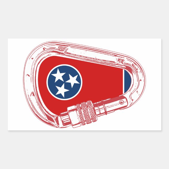 Tennessee Flag Climbing Carabiner Rectangular Sticker (Front)