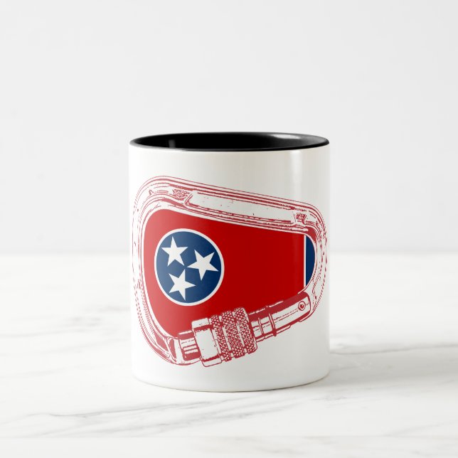 Tennessee Flag Climbing Carabiner Two-Tone Coffee Mug (Center)