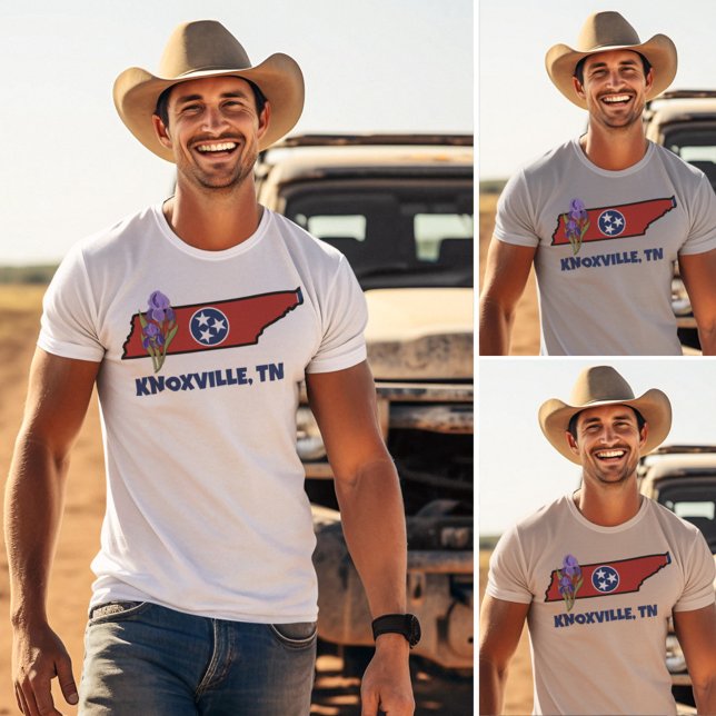 Tennessee Flag & Flower Purple Iris Custom Text T-Shirt (Creator Uploaded)