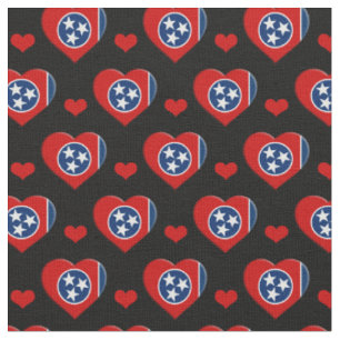 Tennessee Flag & Red Heart fashion Fabric / USA