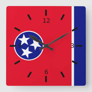 Tennessee flag square wall clock