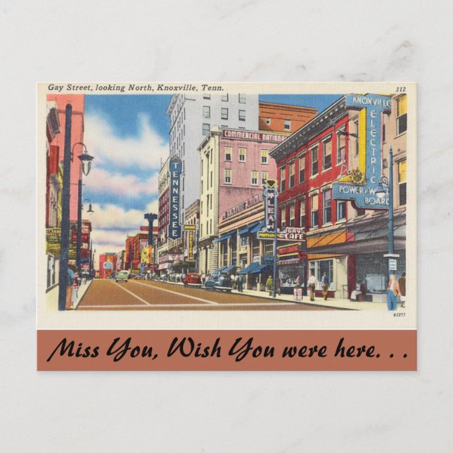Tennessee, Gay Street, Knoxville Postcard (Front)