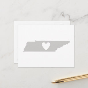 Tennessee Grey State Map Shape with Heart Cutout Postcard