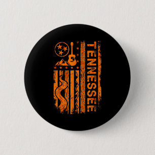 Tennessee Guitar Mountains Flag , Vintage State Pr 6 Cm Round Badge