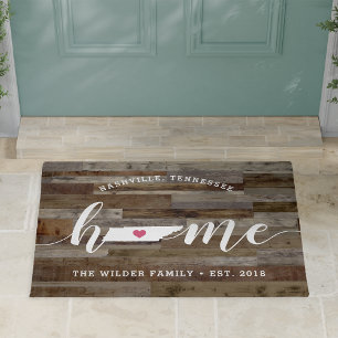 Tennessee Home State Personalised Wood Look Doormat