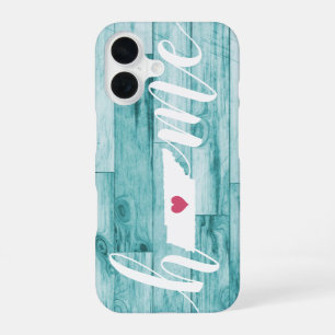 Tennessee Home State Turquoise Wood Look iPhone 16 Case