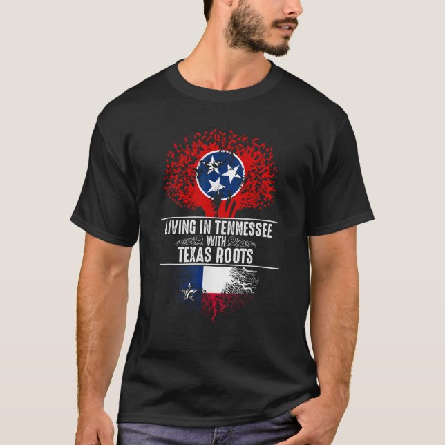 Tennessee Home Texas Roots State Tree Flag Love Gi T-Shirt (Front)