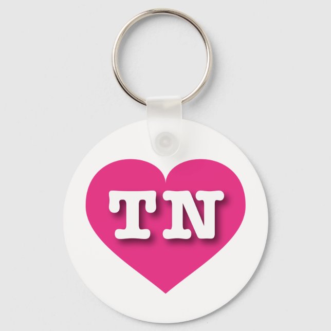 Tennessee Hot Pink Heart - I love TN Key Ring (Front)