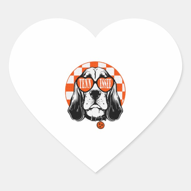 Tennessee Hound Orange White Rocky Top TN Dog Heart Sticker (Front)