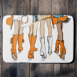 Tennessee Ladies Cowboy Boots Orange Fashion  Bath Mat