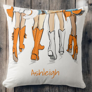 Tennessee Ladies Cowboy Boots Orange Fashion Name Cushion