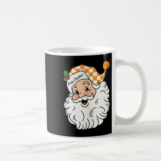 Tennessee Merry Christmas Santa Checkerboard Orang Coffee Mug (Right)