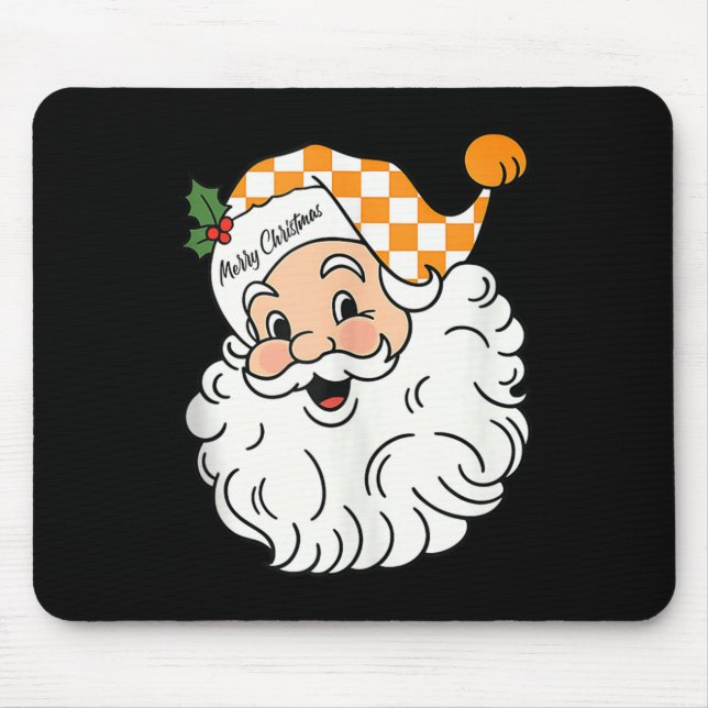Tennessee Merry Christmas Santa Checkerboard Orang Mouse Pad (Front)