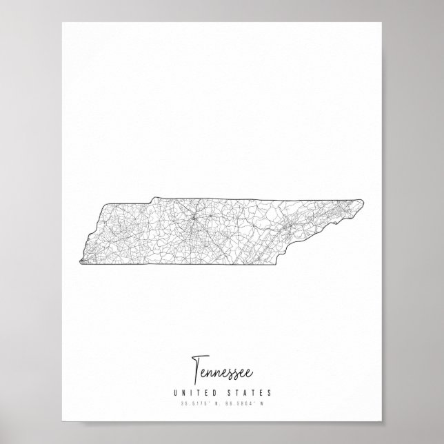 Tennessee Minimal Street Map Poster (Front)