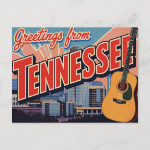 Tennessee Nashville Guitar Skyline Postcard