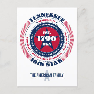 Tennessee, Nashville, TN, Patriotic, Monogram Postcard
