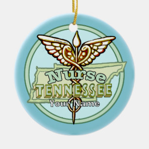 Tennessee Nurse Caduceus Ceramic Ornament