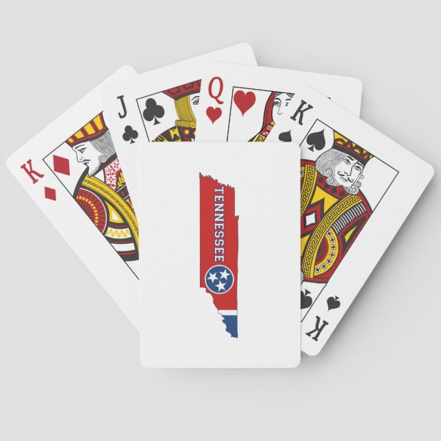Tennessee Outline Map Shaped State Flag Playing Cards (Back)