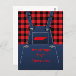 Tennessee Overalls Buffalo Plaid Postcard