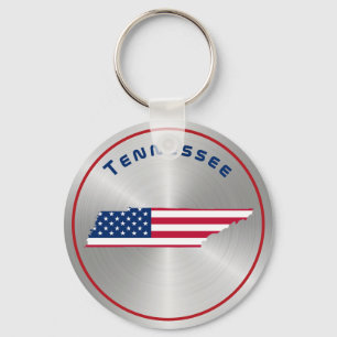 Tennessee Patriotic American Flag Map Key Ring
