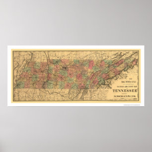 Tennessee Railroad & Post Office Map 1888 Poster