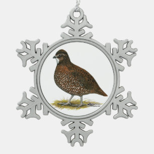 Tennessee Red Quail Snowflake Pewter Christmas Ornament