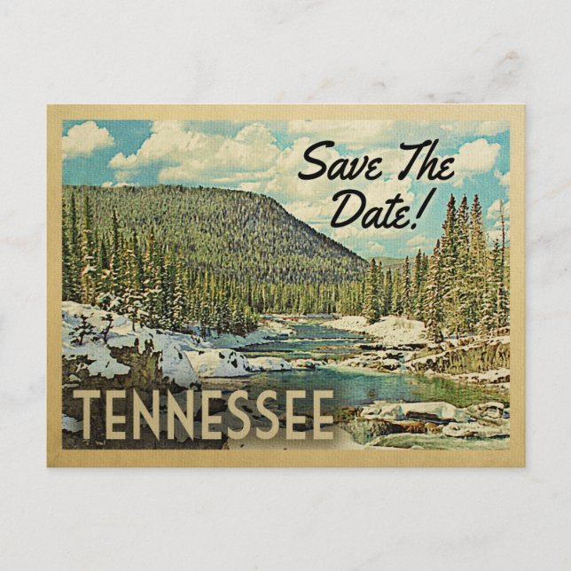 Tennessee Save The Date Mountains River Snow Announcement Postcard (Front)