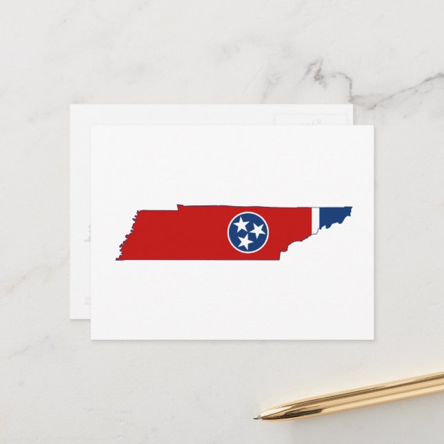Tennessee Silhouette Map Shaped State Flag Postcard (Front/Back In Situ)