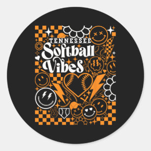 Tennessee Softll Vintage Mens Kids Team Retro Soft Classic Round Sticker