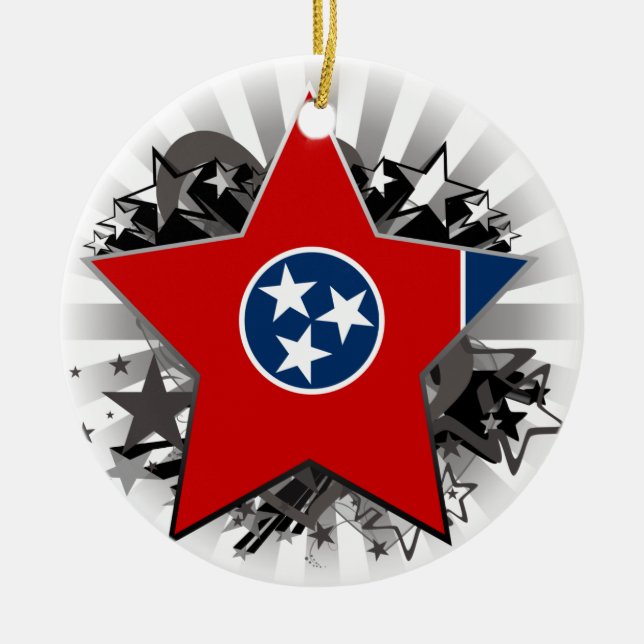 Tennessee Star Ceramic Tree Decoration (Front)