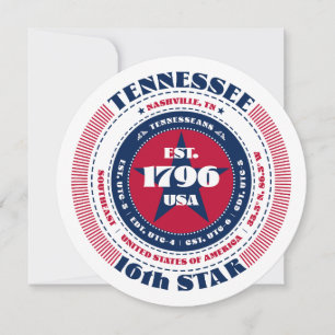 Tennessee State Circular Typography Flat Card