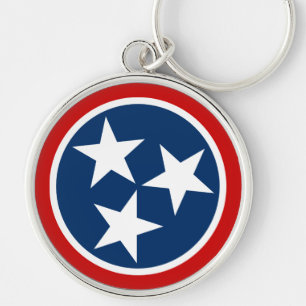 Tennessee State Flag Blue White Stars Key Ring