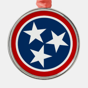 Tennessee State Flag Blue White Stars Metal Ornament