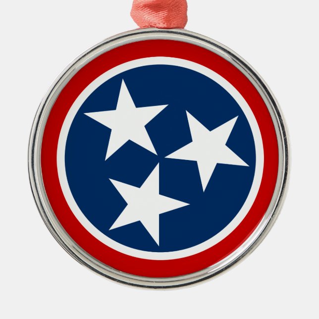 Tennessee State Flag Blue White Stars Metal Ornament (Front)
